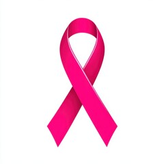 Pink ribbon symbol for breast cancer awareness campaign on white background