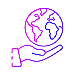 Fototapeta premium hand holding globe gradient outline isolated on transparent background 