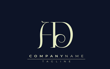 AD abstract Logo. Elegantly Designed Minimalist Monogram Logo with Stylish Lettering. Sophisticated and sleek minimalist monogram showcasing unique lettering design.