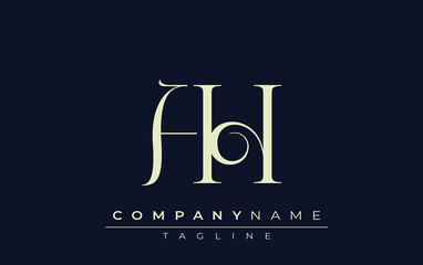 AH abstract Logo. Elegantly Designed Minimalist Monogram Logo with Stylish Lettering. Sophisticated and sleek minimalist monogram showcasing unique lettering design.