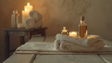 candles and towels