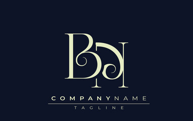 BN abstract Logo. Elegantly Designed Minimalist Monogram Logo with Stylish Lettering. Sophisticated and sleek minimalist monogram showcasing unique lettering design.