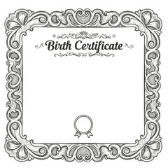 Elegant Birth Certificate Design with Decorative Border  