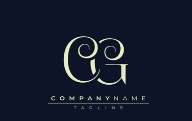 CG abstract Logo. Elegantly Designed Minimalist Monogram Logo with Stylish Lettering. Sophisticated and sleek minimalist monogram showcasing unique lettering design.
