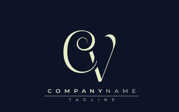 CV abstract Logo. Elegantly Designed Minimalist Monogram Logo with Stylish Lettering. Sophisticated and sleek minimalist monogram showcasing unique lettering design.