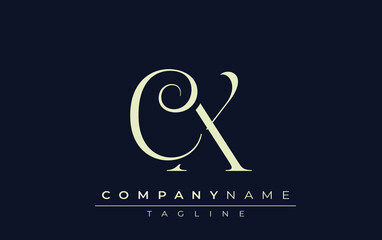 CX abstract Logo. Elegantly Designed Minimalist Monogram Logo with Stylish Lettering. Sophisticated and sleek minimalist monogram showcasing unique lettering design.