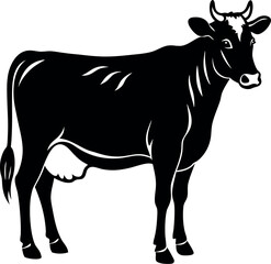 Cow Silhouette Vector – Dairy Farm Animal Illustration for Rural and Organic Design Themes