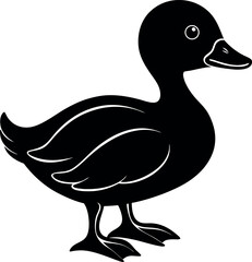 Female Duck Silhouette Vector – Domestic Bird Silhouette for Farm and Wildlife Art Projects