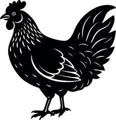 Hen Silhouette Vector – Farm Chicken Clipart for Poultry, Agriculture, and Food Concepts