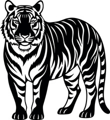 Tiger Silhouette Vector – Wild Big Cat Illustration for Jungle, Strength, or Wildlife Concepts