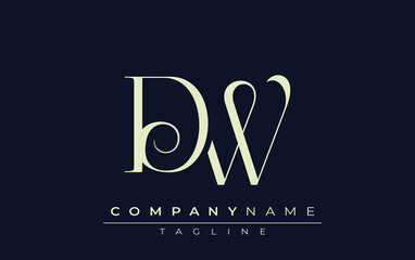 DW abstract Logo. Elegantly Designed Minimalist Monogram Logo with Stylish Lettering. Sophisticated and sleek minimalist monogram showcasing unique lettering design.