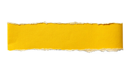 torn vibrant yellow paper strip torn paper with yellow edges isolated on white background.