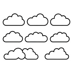 Set of clouds in a linear style icons