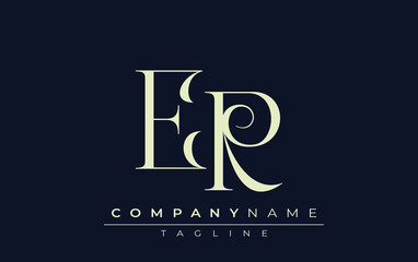 ER abstract Logo. Elegantly Designed Minimalist Monogram Logo with Stylish Lettering. Sophisticated and sleek minimalist monogram showcasing unique lettering design.