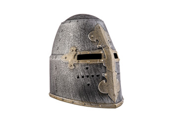 Medieval knight helmet isolated on white background with clipping path