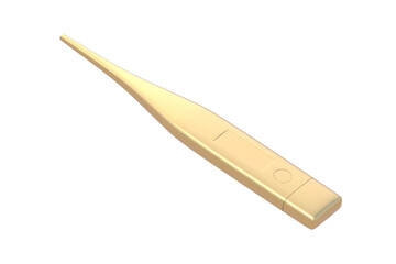 Golden digital thermometer isolated on white background. 3d render