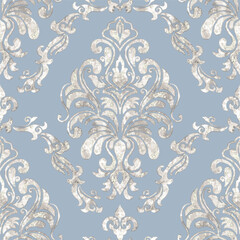 Watercolor damask seamless pattern element. Vintage classical old fashioned damask ornament, seamless texture for wallpapers, textile.