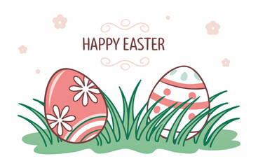 Happy Easter Eggs theme design – Pastel color vector Illustration for Any Design Use