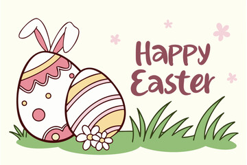 Happy Easter Eggs theme design &ndash; Pastel color vector Illustration for Any Design Use