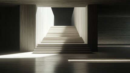 Obraz premium Modern Minimalist Architecture Sunlit Staircase in a Concrete Building