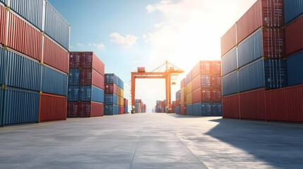 Fototapeta premium Shipping Container Port Under Sunny Daylight