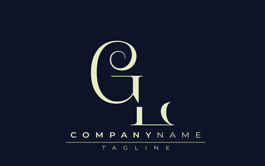 GL abstract Logo. Elegantly Designed Minimalist Monogram Logo with Stylish Lettering. Sophisticated and sleek minimalist monogram showcasing unique lettering design.