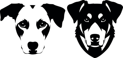 Dog Face Vector Black Silhouette on White Background | Pet Animal Head Illustration | Cute & Minimalist Design | Editable Graphic for Print & Digital Use