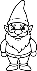 Cute Cartoon Gnome Illustration with Beard and Pointed Hat