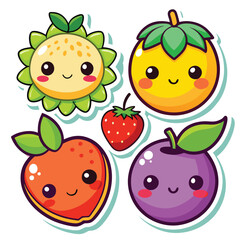 Cute cartoon fruit characters