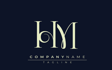 HM abstract Logo. Elegantly Designed Minimalist Monogram Logo with Stylish Lettering. Sophisticated and sleek minimalist monogram showcasing unique lettering design.