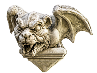 Majestic Stone Gargoyle with Bat Wings on Gothic Architecture