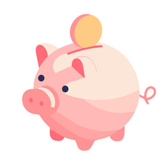 Fototapeta premium Pink piggy bank vector image symbolizing savings and financial management on transparent background