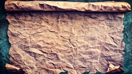 Naklejka premium Aged Crumpled Parchment Paper Scroll Background Texture