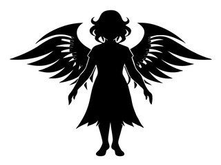 Angel Silhouette Vector Design, Angel SVG Clipart, Heavenly Figure Icon