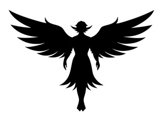 Angel Silhouette Vector Design, Angel SVG Clipart, Heavenly Figure Icon