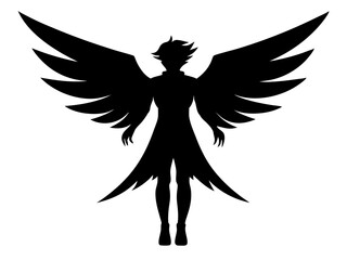 Angel Silhouette Vector Design, Angel SVG Clipart, Heavenly Figure Icon