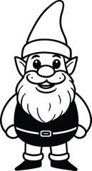 Cute Cartoon Gnome Illustration with Beard and Pointed Hat