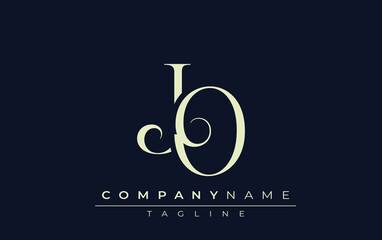 JO abstract Logo. Elegantly Designed Minimalist Monogram Logo with Stylish Lettering. Sophisticated and sleek minimalist monogram showcasing unique lettering design.
