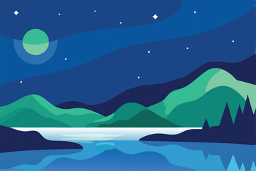 Fototapeta premium night landscape with mountains