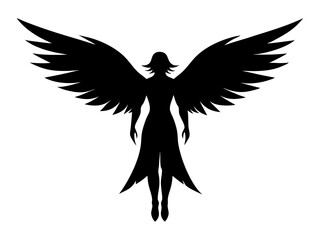 Angel Silhouette Vector Design, Angel SVG Clipart, Heavenly Figure Icon