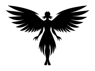 Angel Silhouette Vector Design, Angel SVG Clipart, Heavenly Figure Icon