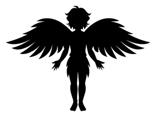 Angel Silhouette Vector Design, Angel SVG Clipart, Heavenly Figure Icon