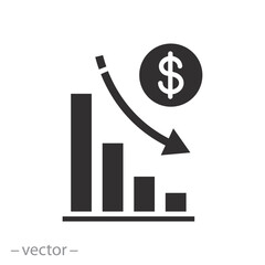 benefit reduce dollar, financial risk icon, reduction cost, flat vector illustration