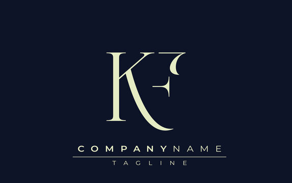 KF abstract Logo. Elegantly Designed Minimalist Monogram Logo with Stylish Lettering. Sophisticated and sleek minimalist monogram showcasing unique lettering design.