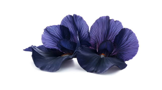 Two purple flowers with black spots on them