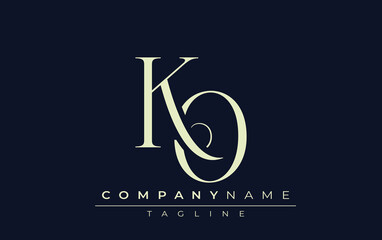 KO abstract Logo. Elegantly Designed Minimalist Monogram Logo with Stylish Lettering. Sophisticated and sleek minimalist monogram showcasing unique lettering design.