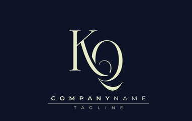 KQ abstract Logo. Elegantly Designed Minimalist Monogram Logo with Stylish Lettering. Sophisticated and sleek minimalist monogram showcasing unique lettering design.