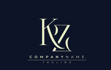 KZ abstract Logo. Elegantly Designed Minimalist Monogram Logo with Stylish Lettering. Sophisticated and sleek minimalist monogram showcasing unique lettering design.