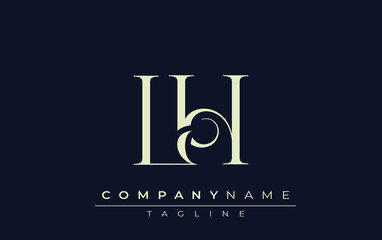 LH abstract Logo. Elegantly Designed Minimalist Monogram Logo with Stylish Lettering. Sophisticated and sleek minimalist monogram showcasing unique lettering design.
