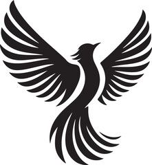 Silhouette vector of a bird with wings spread wide. Perfect for freedom, flight, and nature-themed designs. Fully editable EPS file for creatives.